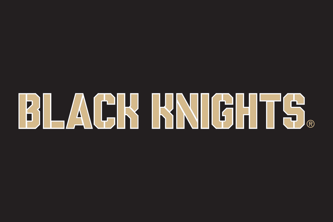 Black Knights wordmark, white/gold on black variant, cell 48