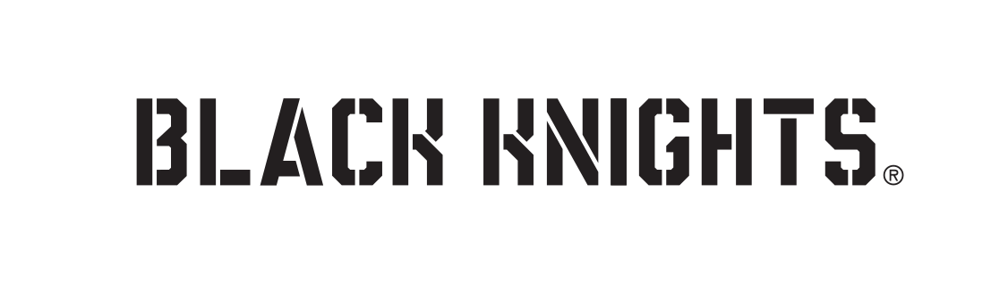Black Knights wordmark, black/gold variant, cell 49