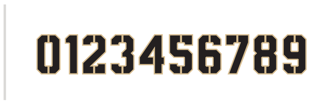 numbers lettermark, black/gold variant, cell 55