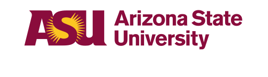 ASU logo horizontal, maroon and gold variant, cell 22