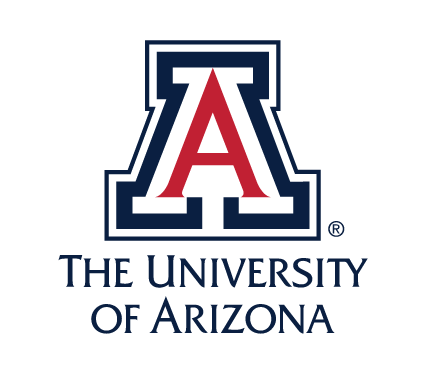 A lettermark with The University of Arizona wordmark, full color stacked variant, cell 29