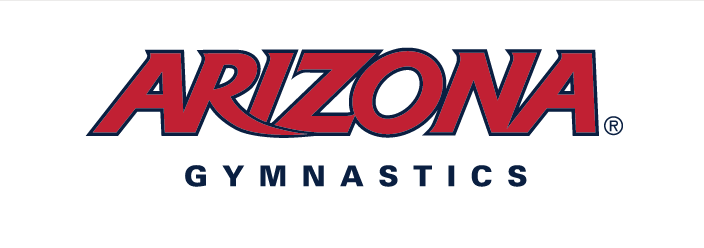 Arizona wordmark with Gymnastics wordmark, red and navy variant, cell 94