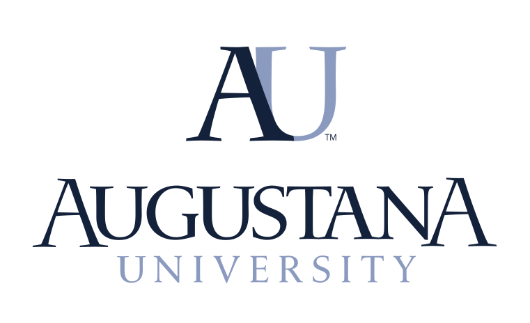 Augustana University logo, stacked navy light blue university variant, cell 31