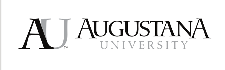 Augustana University logo, horizontal black grey variant, cell 41