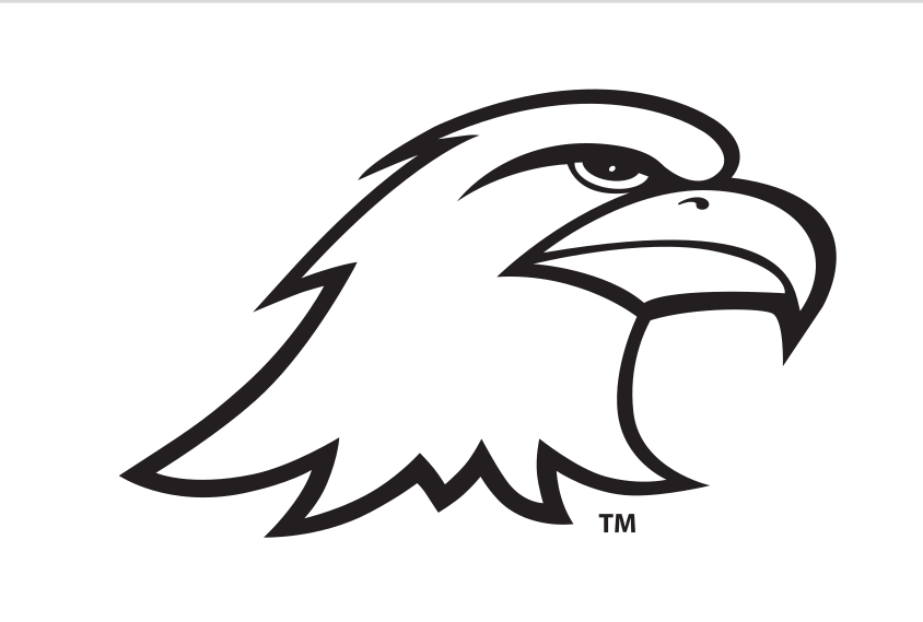 Eagle head mascot, black and white on white variant, cell 9