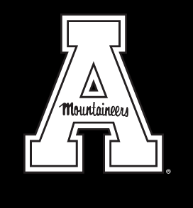 Appalachian State Mountaineers primary logo, one color outline on black variant, cell 7