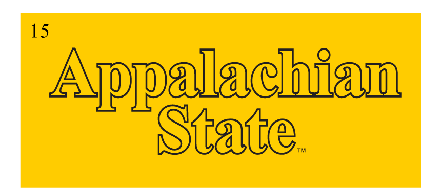 Appalachian State wordmark, full color on gold variant, cell 15