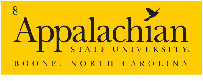 Appalachian State University institutional mark, black on gold variant, cell 28
