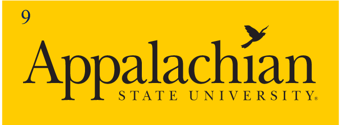 Appalachian State University institutional mark, black on gold variant, cell 29
