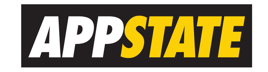 APPSTATE wordmark, white and gold on black variant