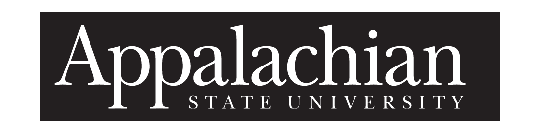 Appalachian State University logo, white on black variant