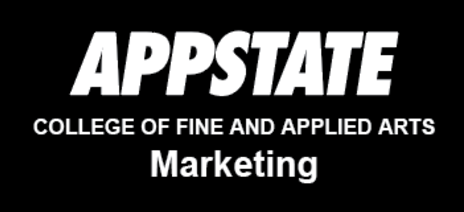 App State Unit Logo, College of Fine and Applied Arts Marketing, vertical, white/gold variant