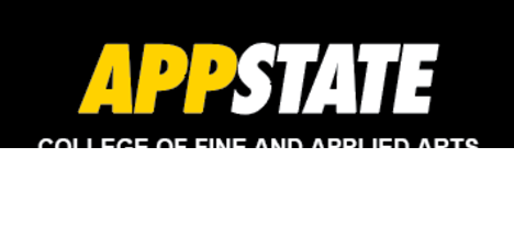 App State Unit Logo, College of Fine and Applied Arts Marketing, vertical, white/gold variant