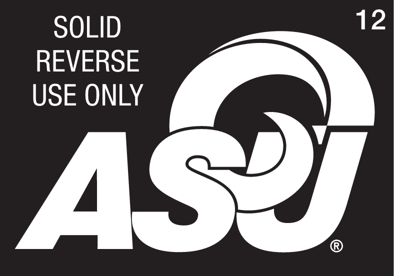 ASU Ram Head Logo, solid white on black variant, cell 12