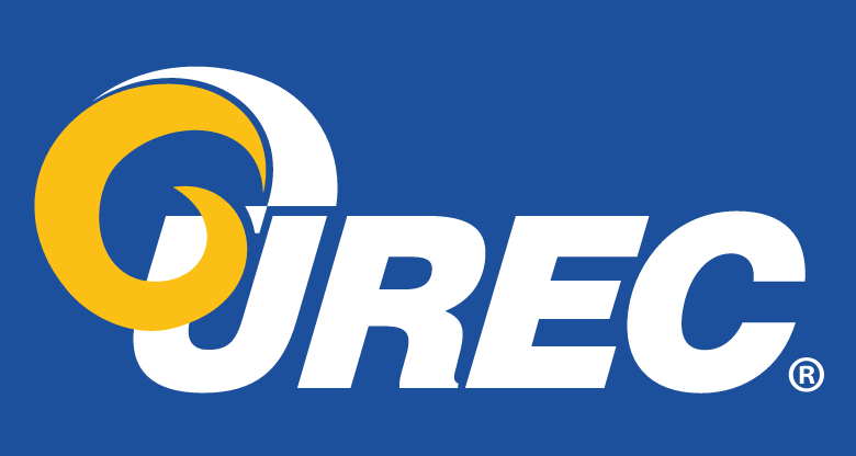 UREC logo, full color on blue variant, cell 32
