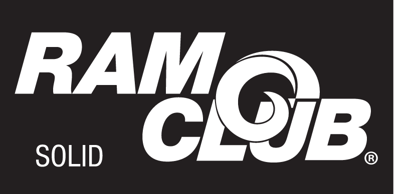 RAM CLUB logo, solid white on black variant, cell 48