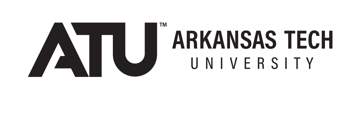 ATU Arkansas Tech University logo, horizontal, black variant, cell 6