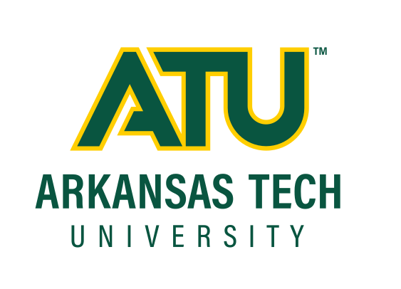 ATU Arkansas Tech University logo, stacked, color variant, cell 8