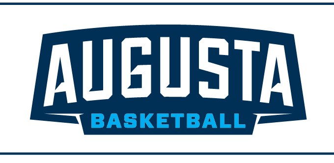 AUGUSTA BASKETBALL badge, navy and light blue variant, cell 18