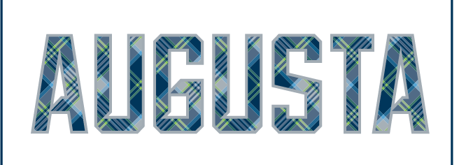 augusta wordmark tartan fill, full color variant, cell 33