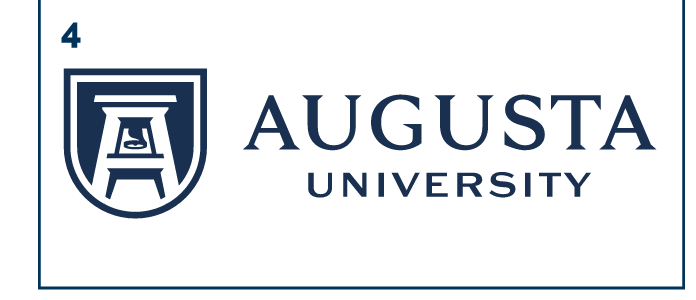 Augusta University logo, primary, stacked, blue variant, cell 40