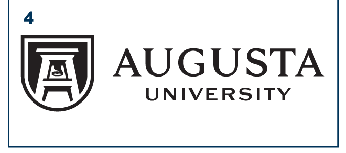 Augusta University logo, primary, stacked, black variant, cell 41