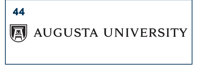 Augusta University logo, primary, horizontal, black variant, cell 44