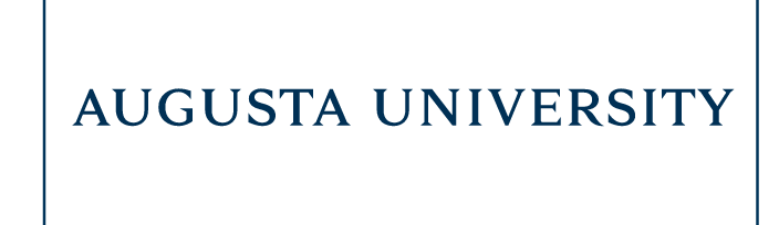 Augusta University wordmark, blue variant, cell 46