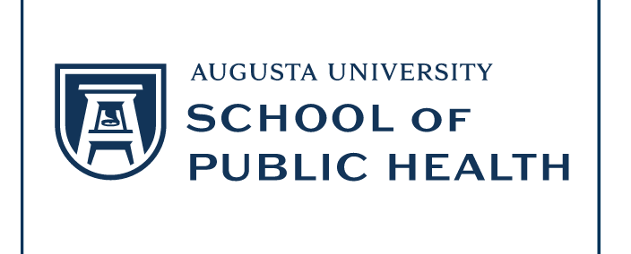 School of Public Health logo, horizontal, blue variant, cell 55