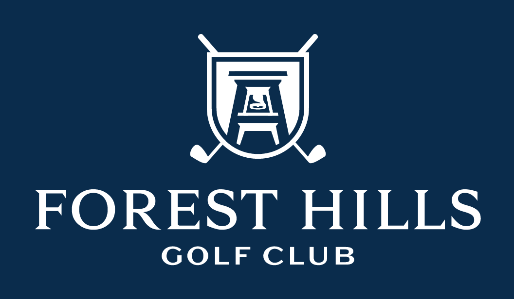 Forest Hills Golf Club logo, white on navy, incorrect variant
