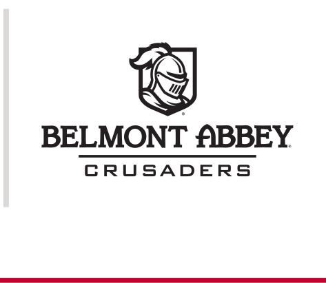 mascot head with wordmark and crusaders horizontal, black on white variant, cell 14