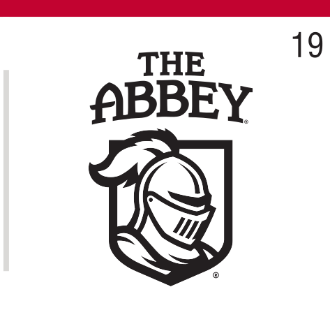 mascot head with the abbey, black on white variant, cell 19