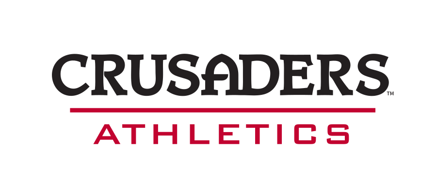 CRUSADERS ATHLETICS wordmark, black and red on white variant, cell 45