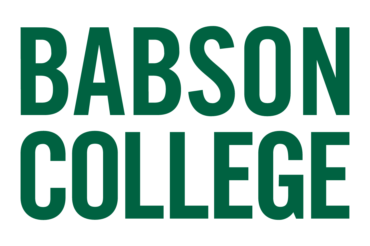 Babson College stacked wordmark, green variant, cell 4