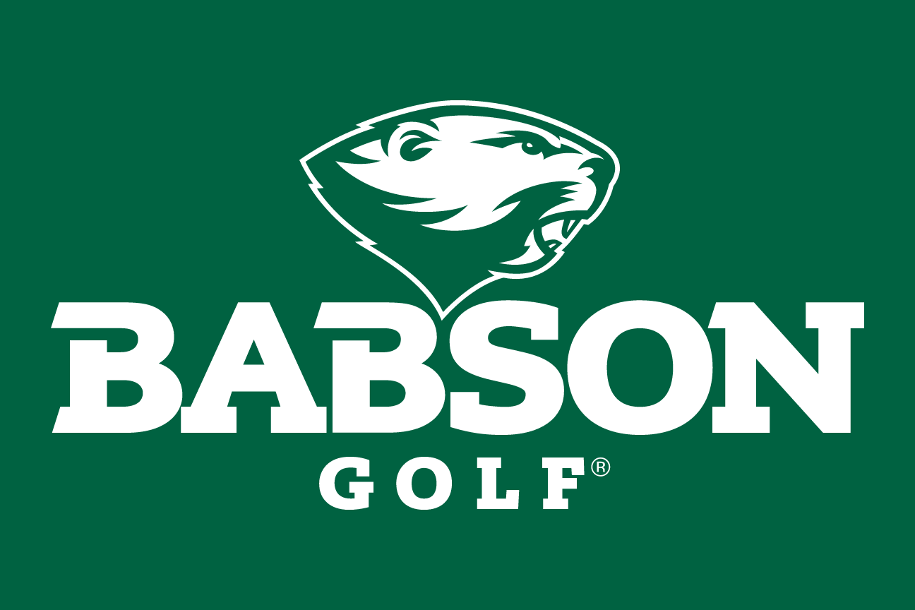 Babson Beaver, sport lockup - GOLF (white on green) variant, cell 66