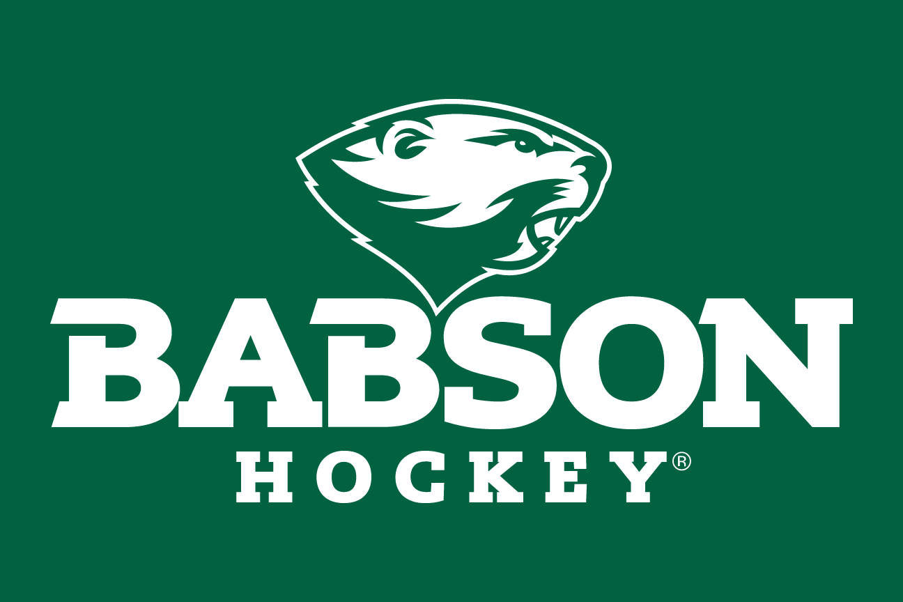 Babson Beaver, sport lockup - HOCKEY (white on green) variant, cell 69