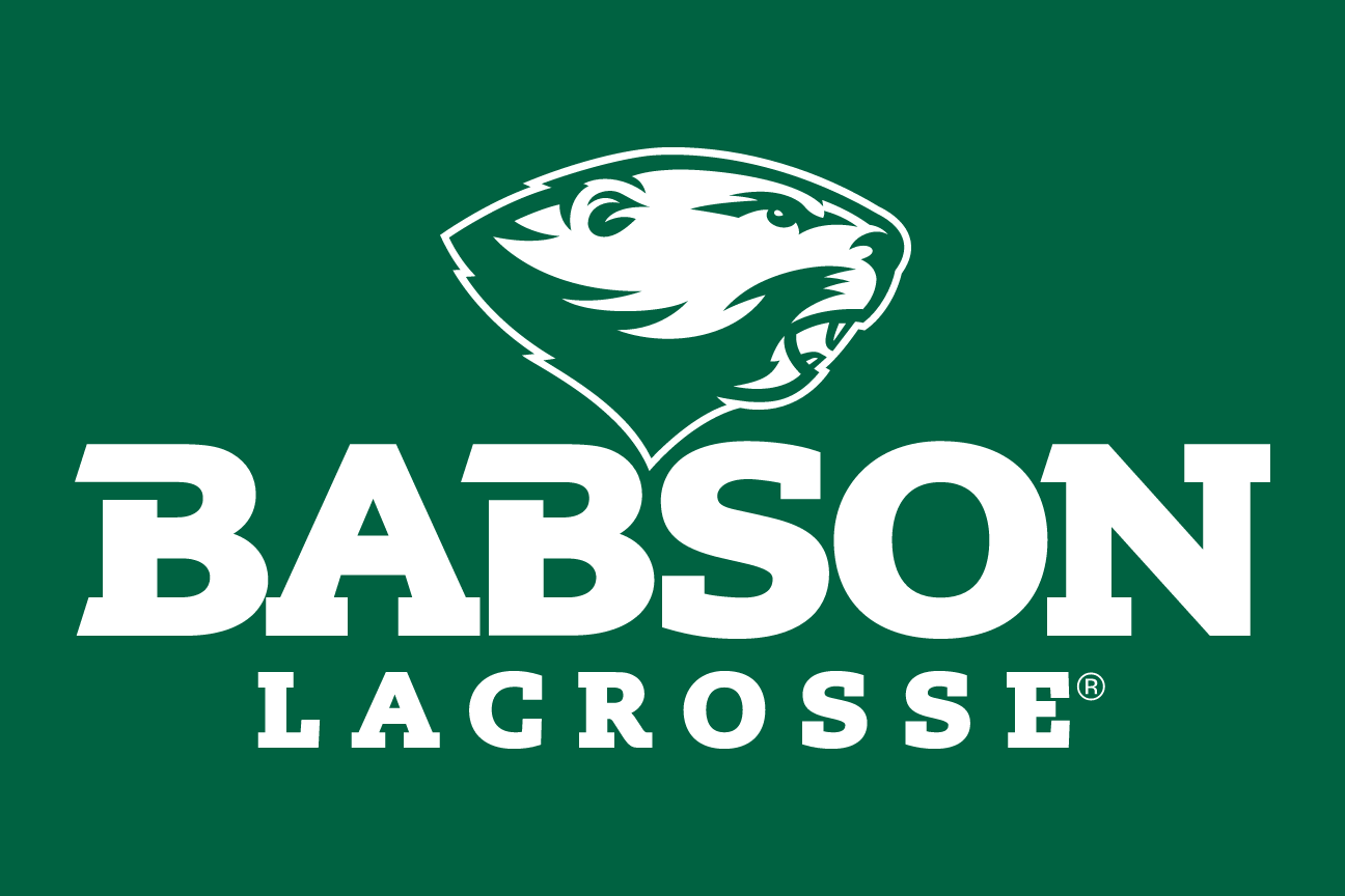 Babson Beaver, sport lockup - LACROSSE (white on green) variant, cell 72