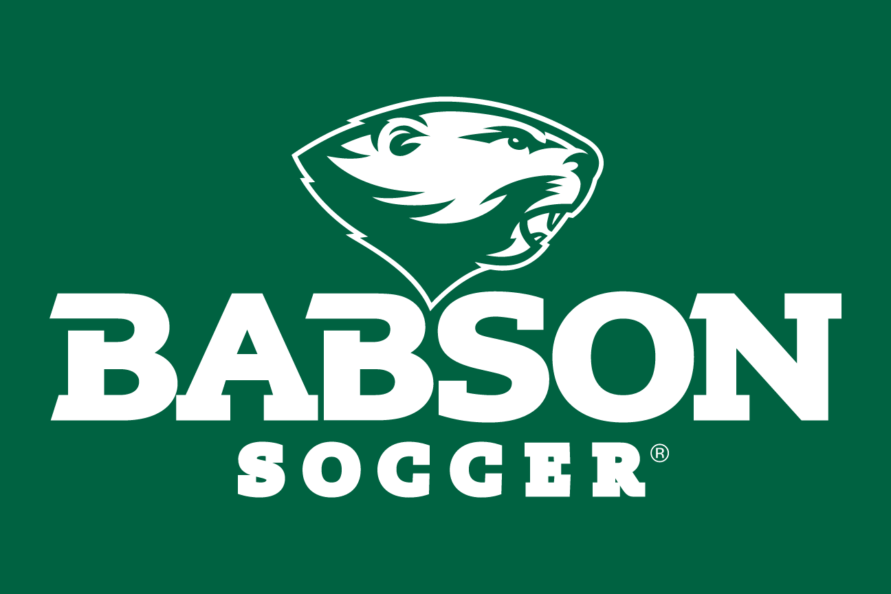 Babson Beaver, sport lockup - SOCCER (white on green) variant, cell 75