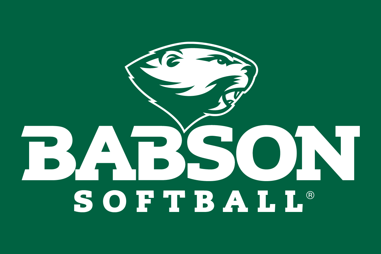 Babson Beaver, sport lockup - SOFTBALL (white on green) variant, cell 78