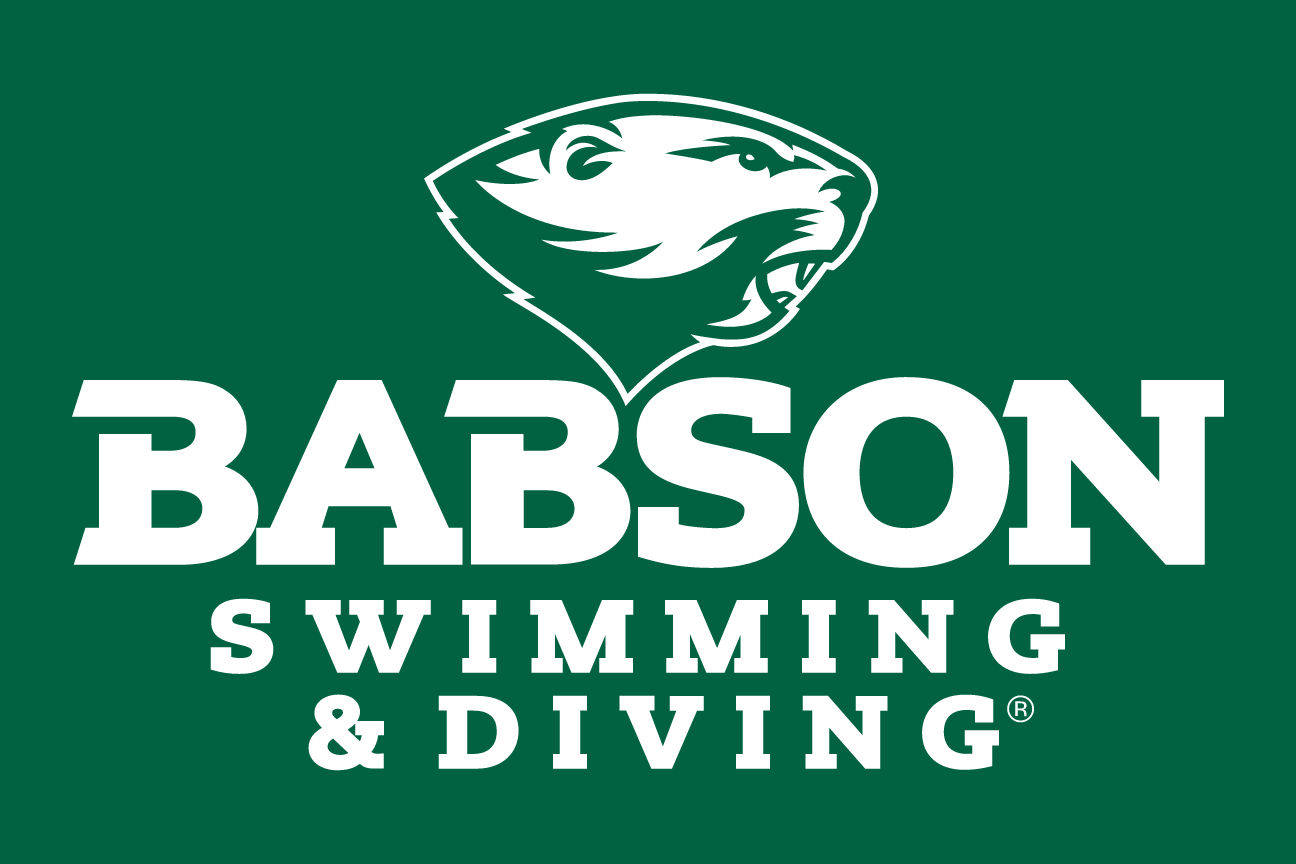 Babson Beaver, sport lockup - SWIMMING & DIVING (white on green) variant, cell 81