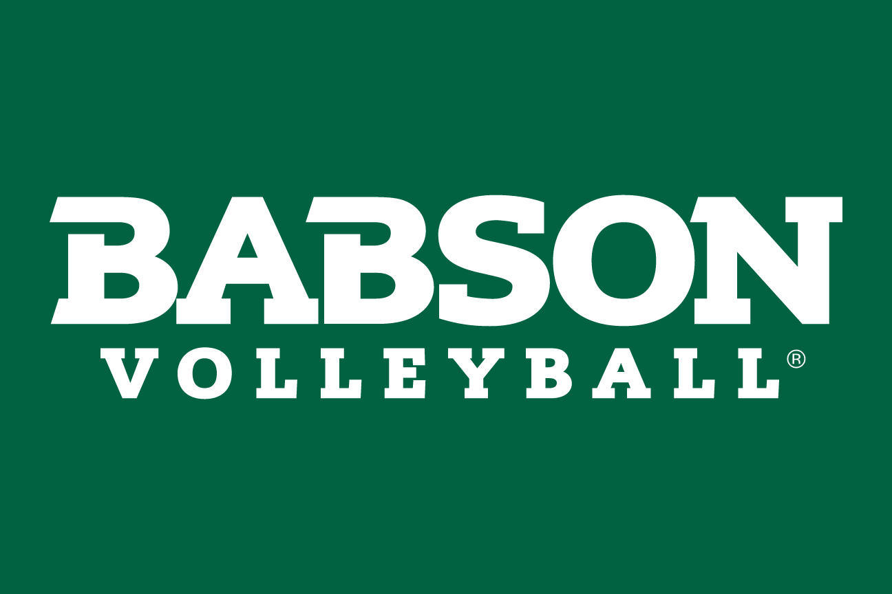 Babson Volleyball, white wordmark on green variant, cell 101