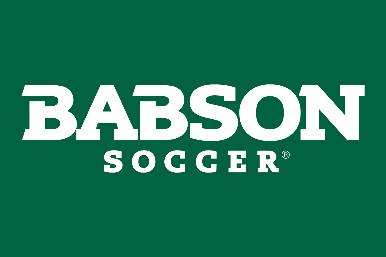 Babson Soccer, white wordmark on green variant, cell 97