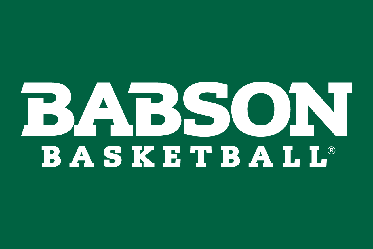Babson Basketball, white wordmark on green variant, cell 109