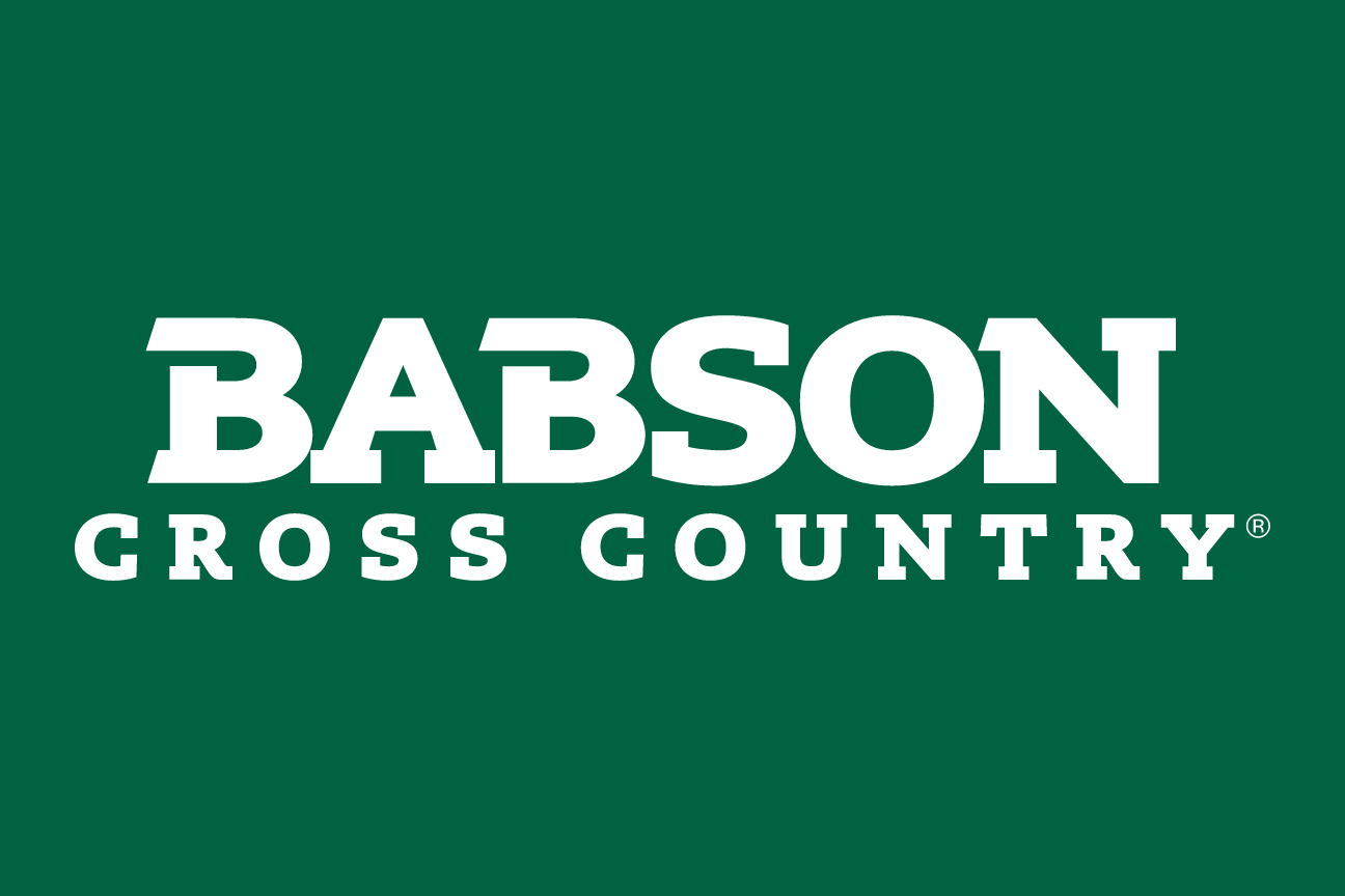 Babson Cross Country, white wordmark on green variant, cell 113