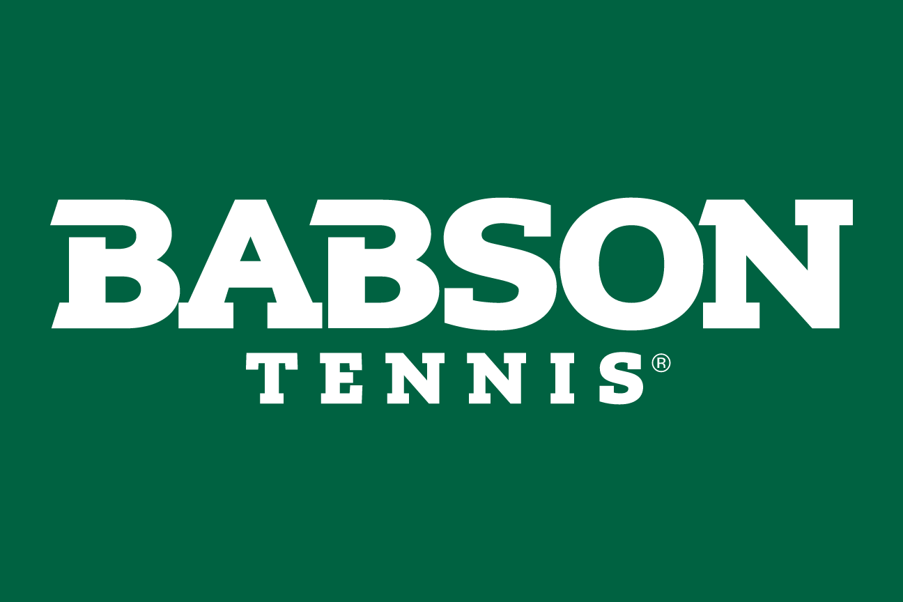 Babson Tennis sport logo, reverse white variant, cell 141
