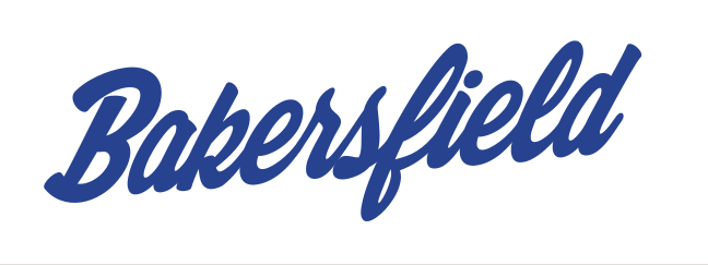 bakersfield script wordmark, blue variant, cell 55
