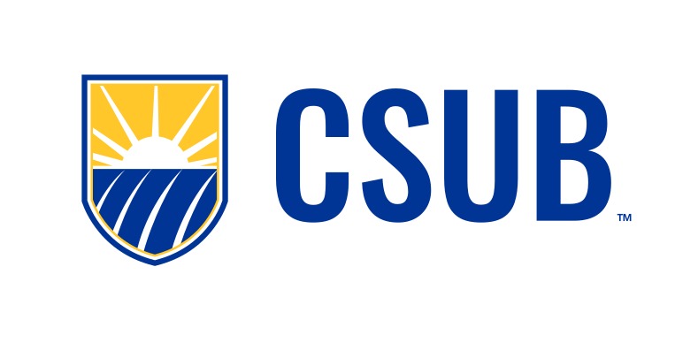 CSUB logo, horizontal color variant, cell 72