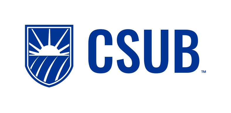 CSUB logo, horizontal blue variant, cell 74