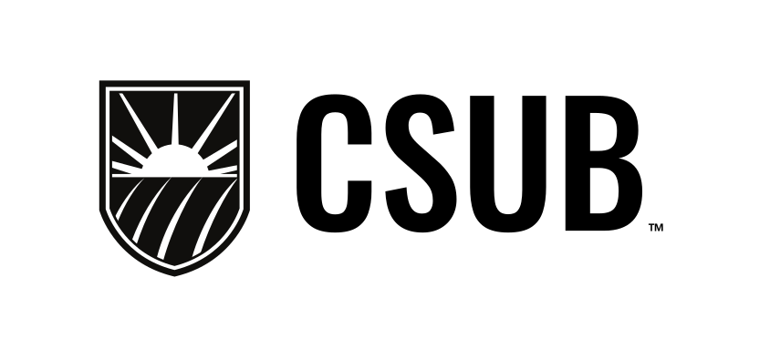 CSUB logo, horizontal black variant, cell 75