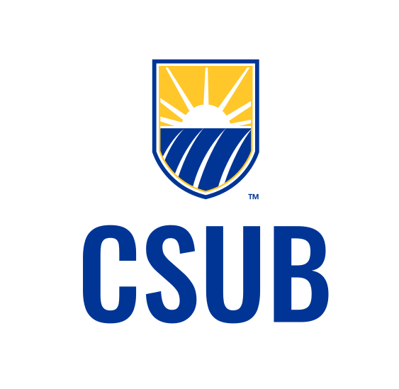 CSUB logo, vertical color variant, cell 77